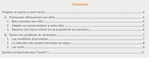 Sommaire guide reprise